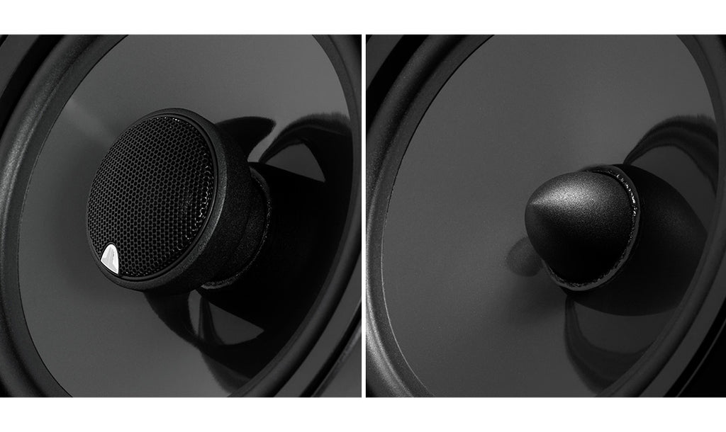 A side by side comparison view of C3 650 with tweeter component and without.