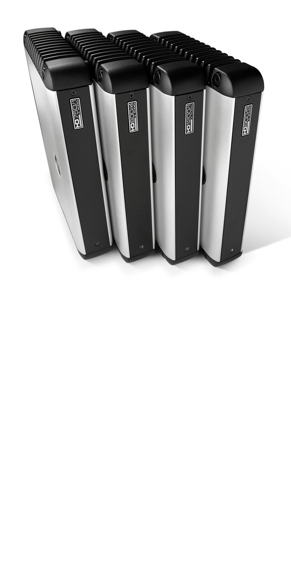 A series of 4 HD amps lined up vertically.