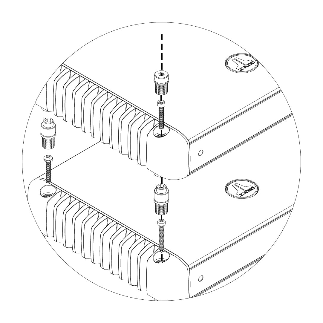 A diagram of optional stacking mounting kit on an HD Amplifier.