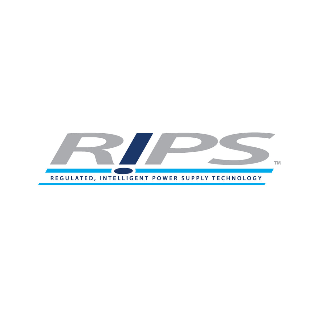 R.I.P.S. – Regulated, Intelligent Power Supply technology logo.