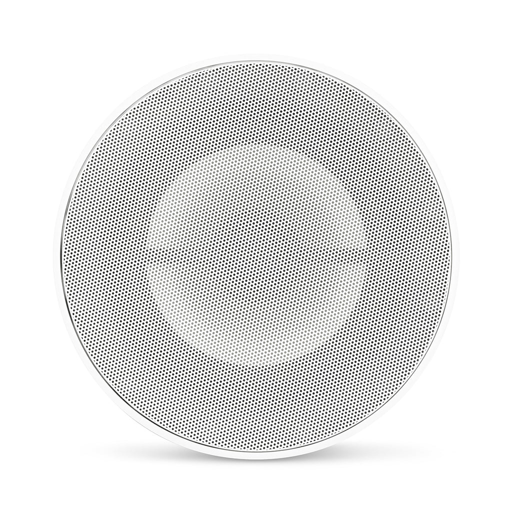 A white M6 7.7 inch marine speaker unit with Luxe grille.