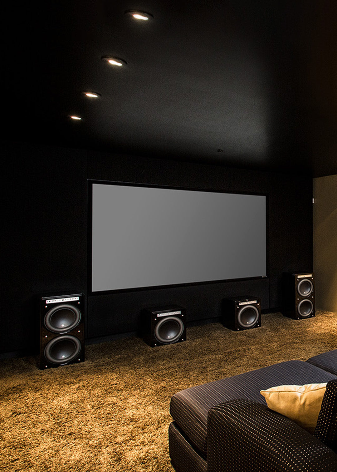 Four Fathom v2 subwoofer placed properly in home theatre for smoothness, power, and consistency.