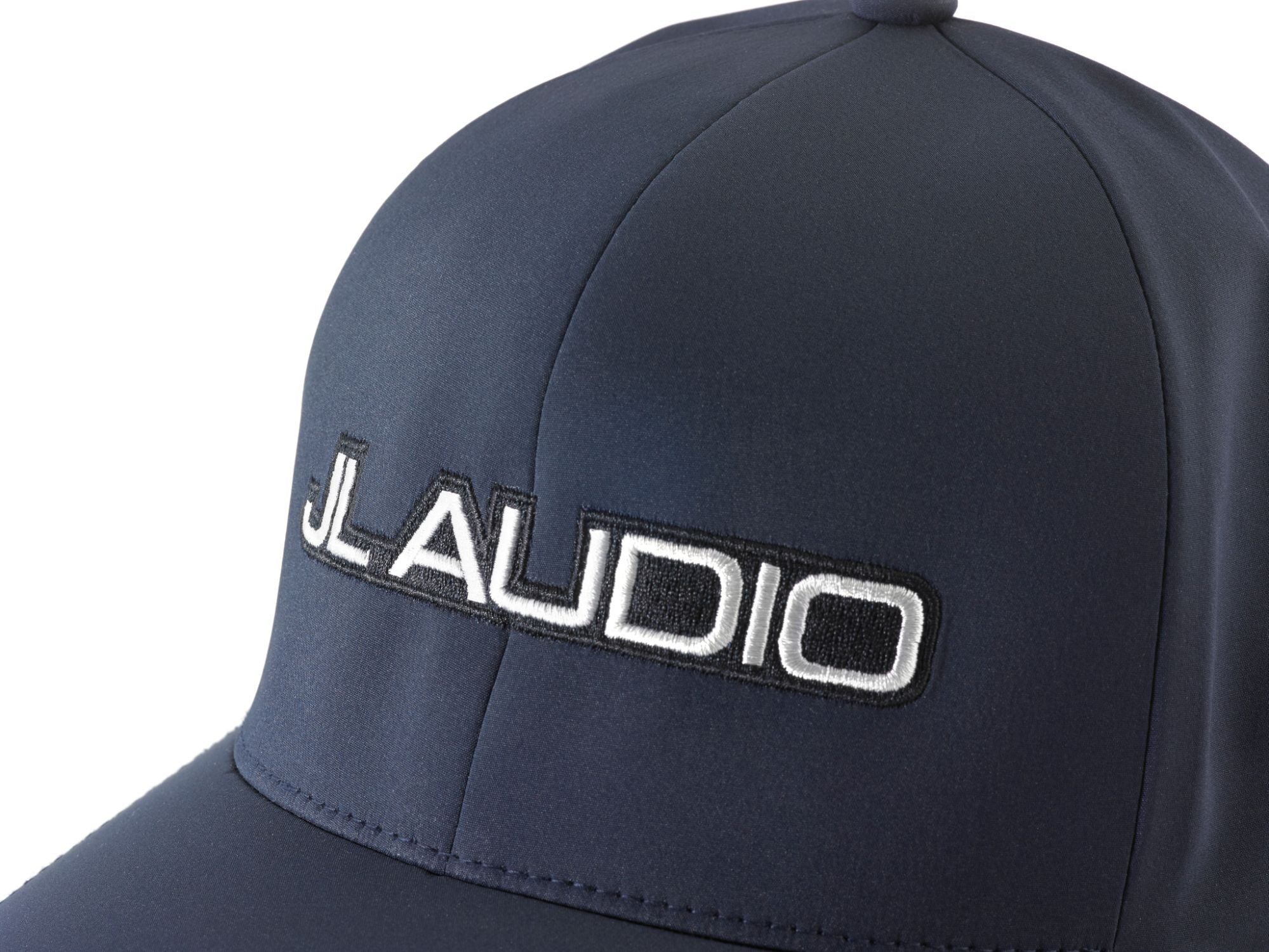 Front of Navy FlexFit Hat with JL Audio Logo Detail