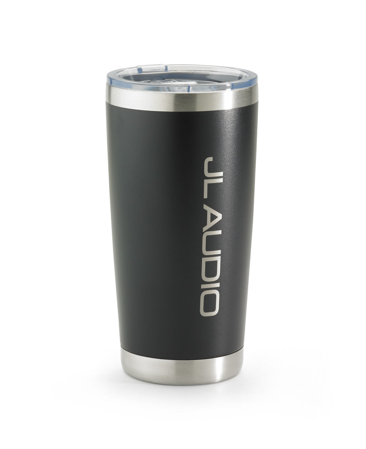 Black Tumbler with lid and JL Audio logo