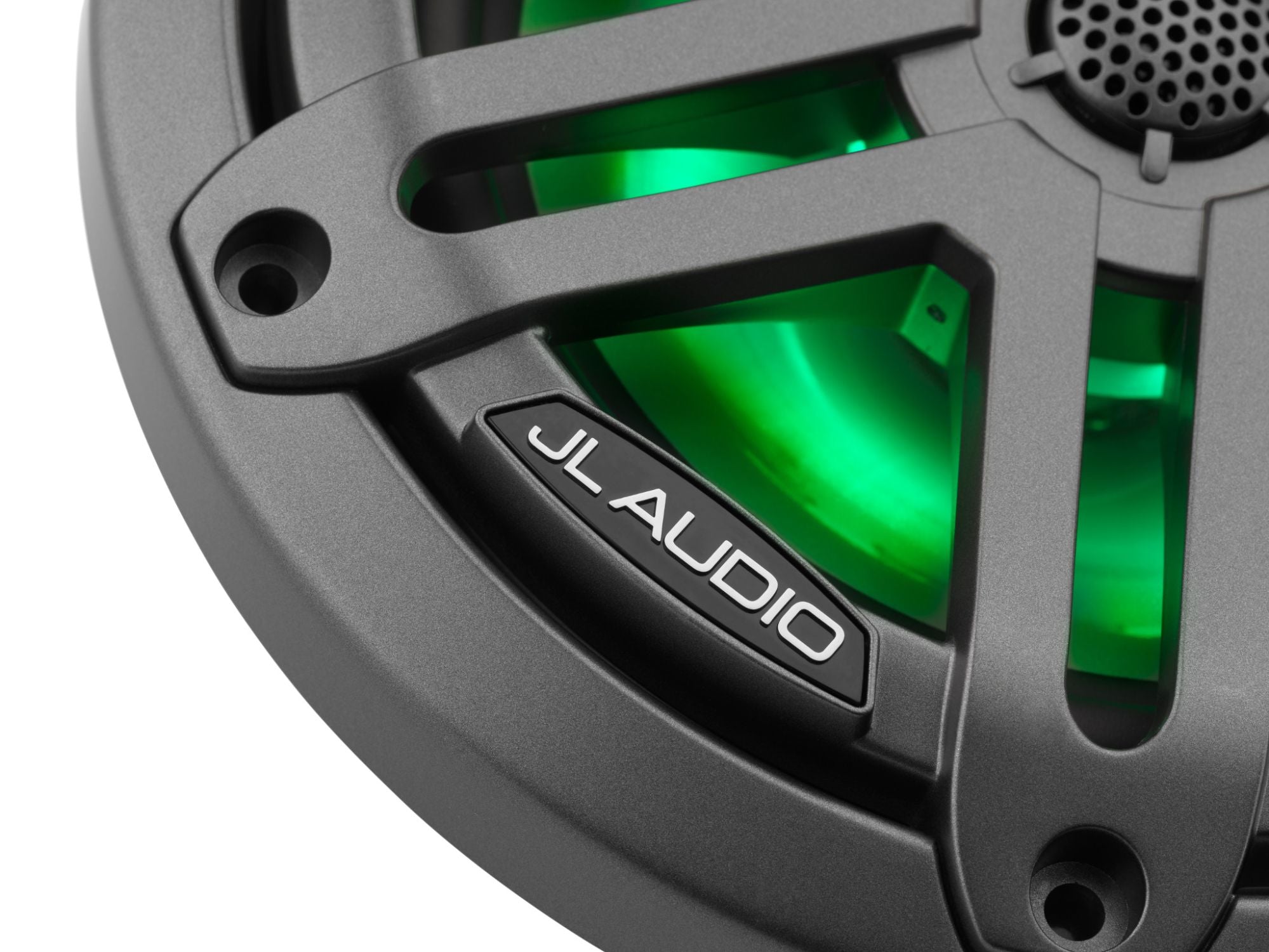 Detail of M3-650X-S-Gm-i Coaxial Speaker Lit with Green