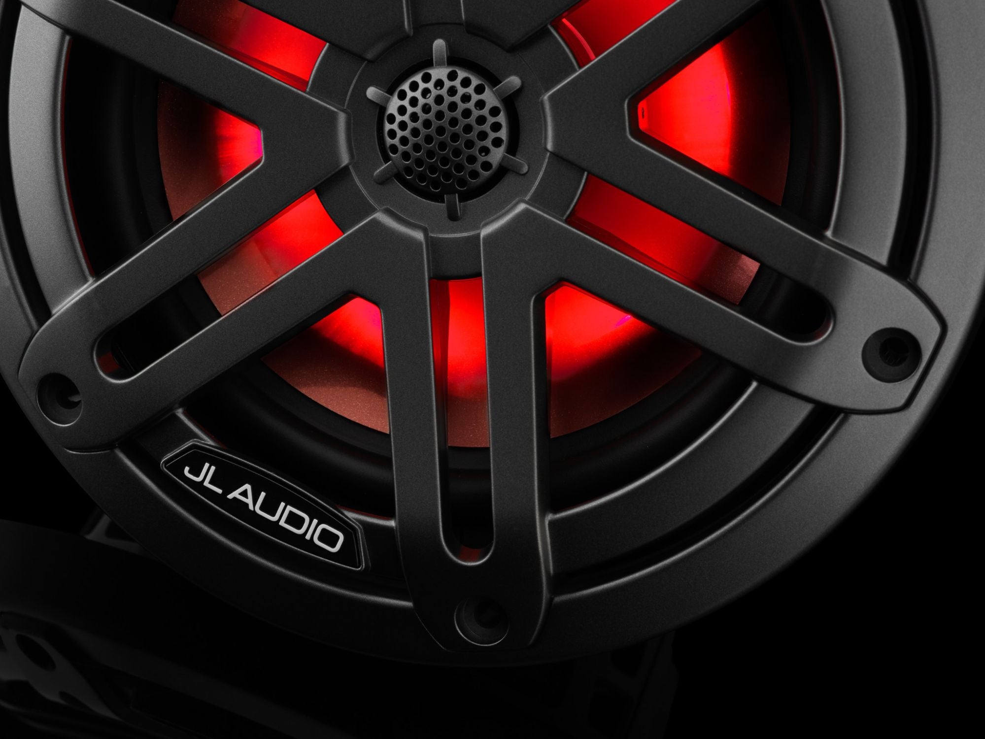 Detail of M3-650X-S-Gm-i Coaxial Speaker Lit with Red