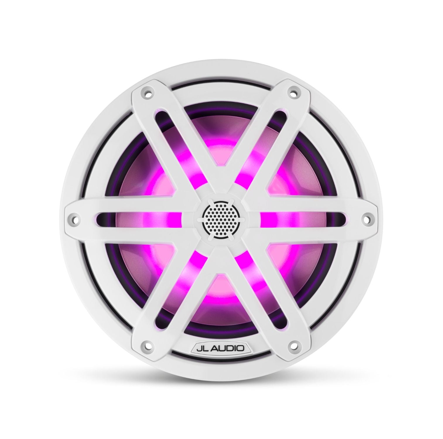 Front Overhead of M3-770X-S-Gw-i Coaxial Speaker Lit with Pink