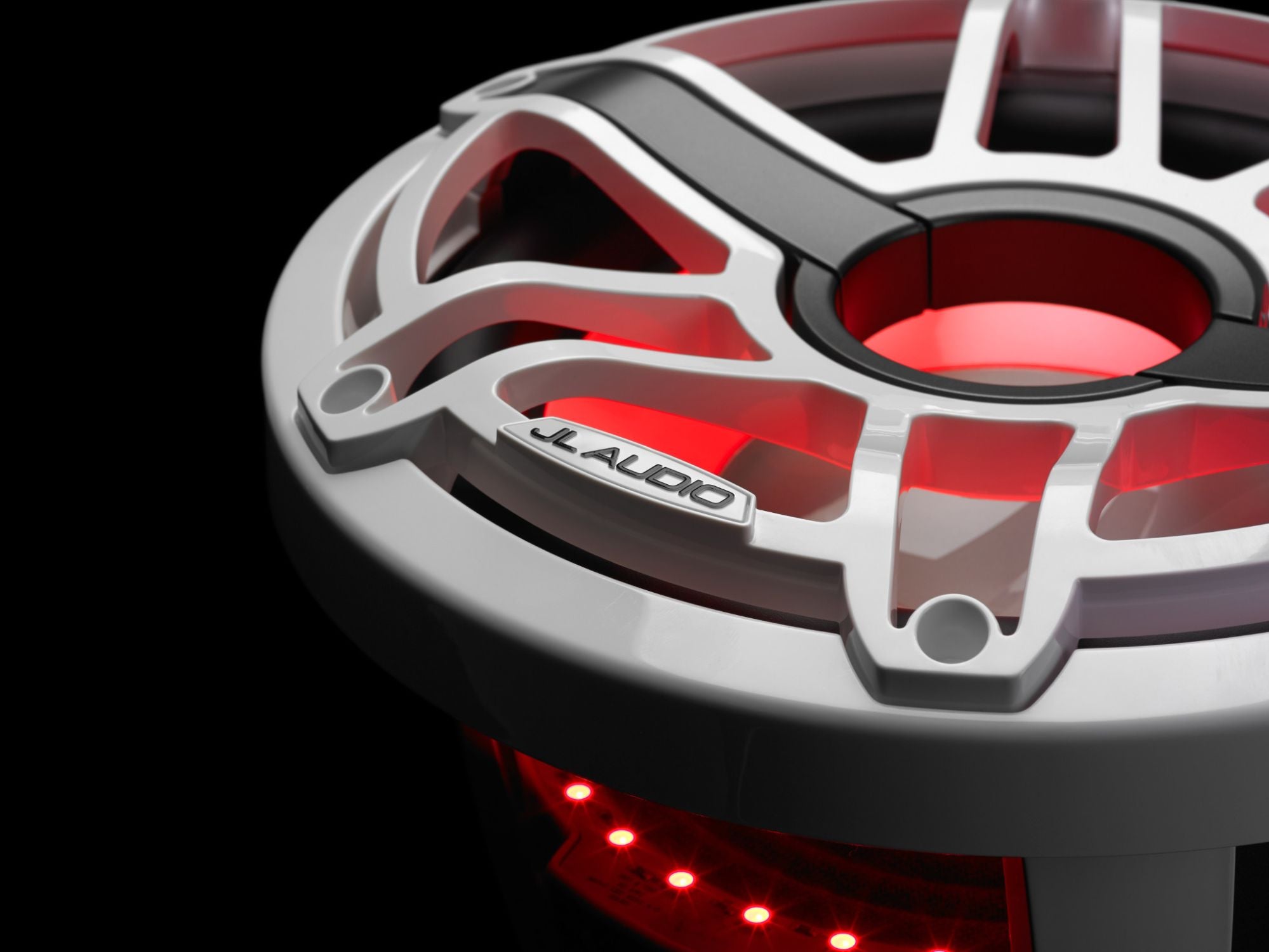 Detail of M6-10IB-S-GwGw-i-4 Subwoofer Lit with Red