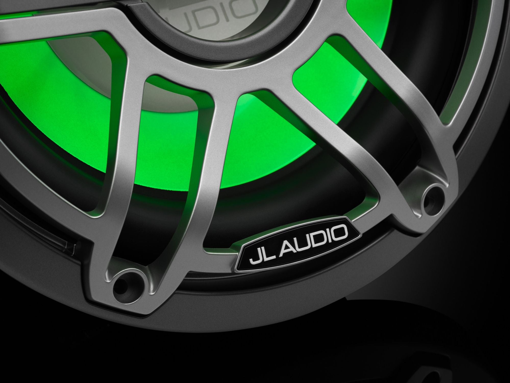 Detail of M6-10W-S-GmTi-i-4 Subwoofer Lit with Green