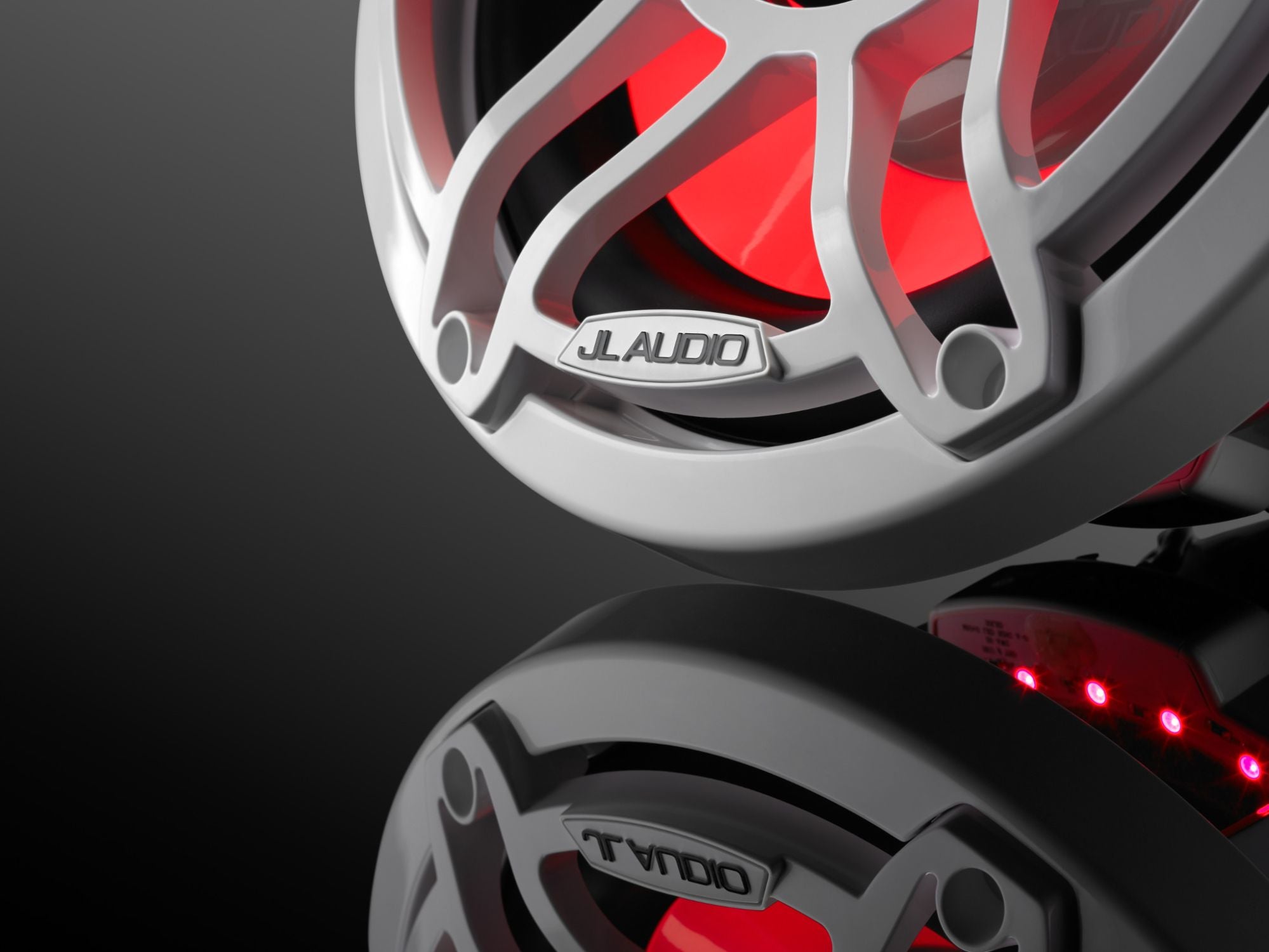 Detail of M6-10W-S-GwGw-i-4 Subwoofer Lit with Red