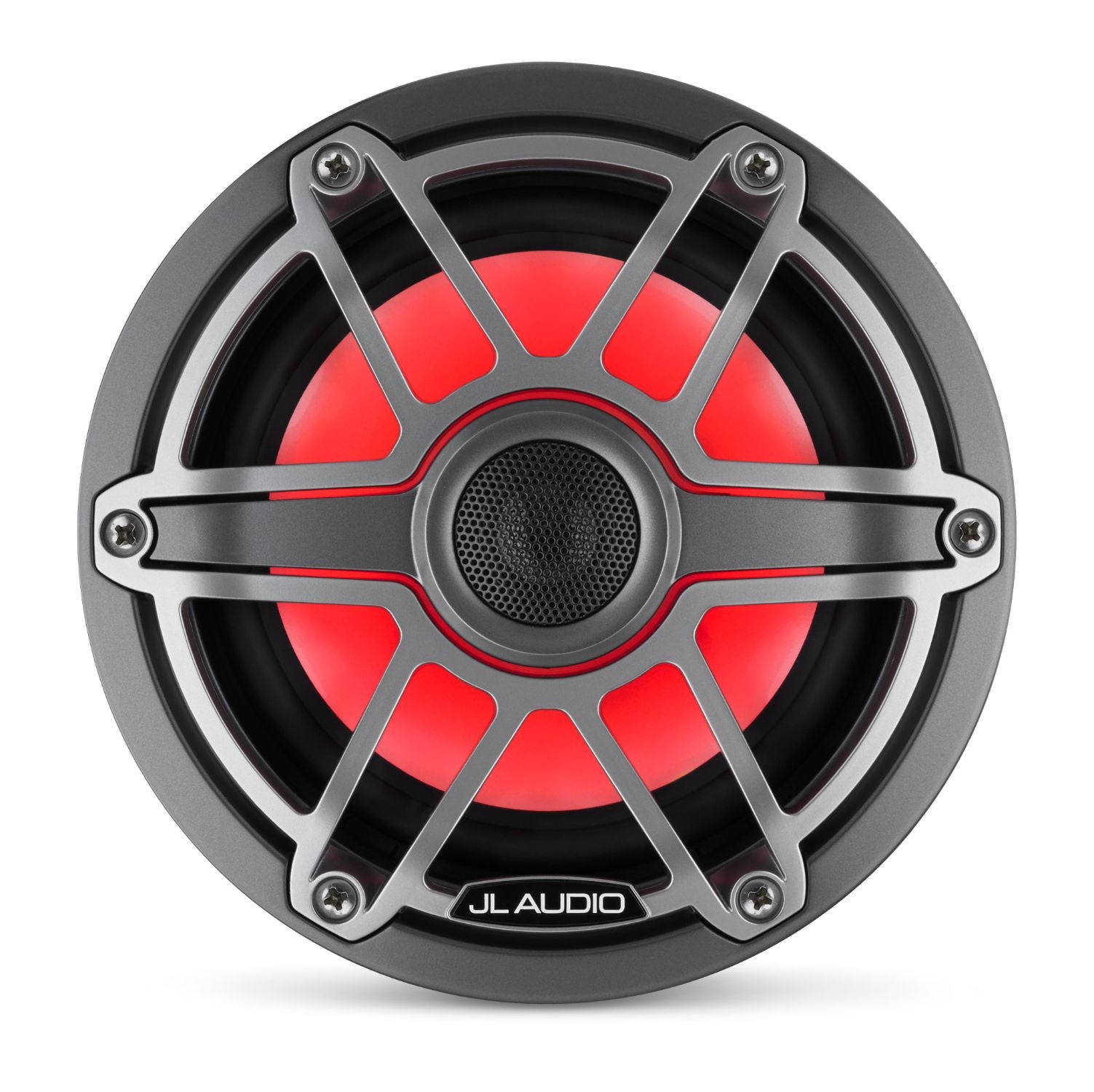 Front Overhead M6-650X-S-GmTi-i Coaxial Speaker Lit with Red