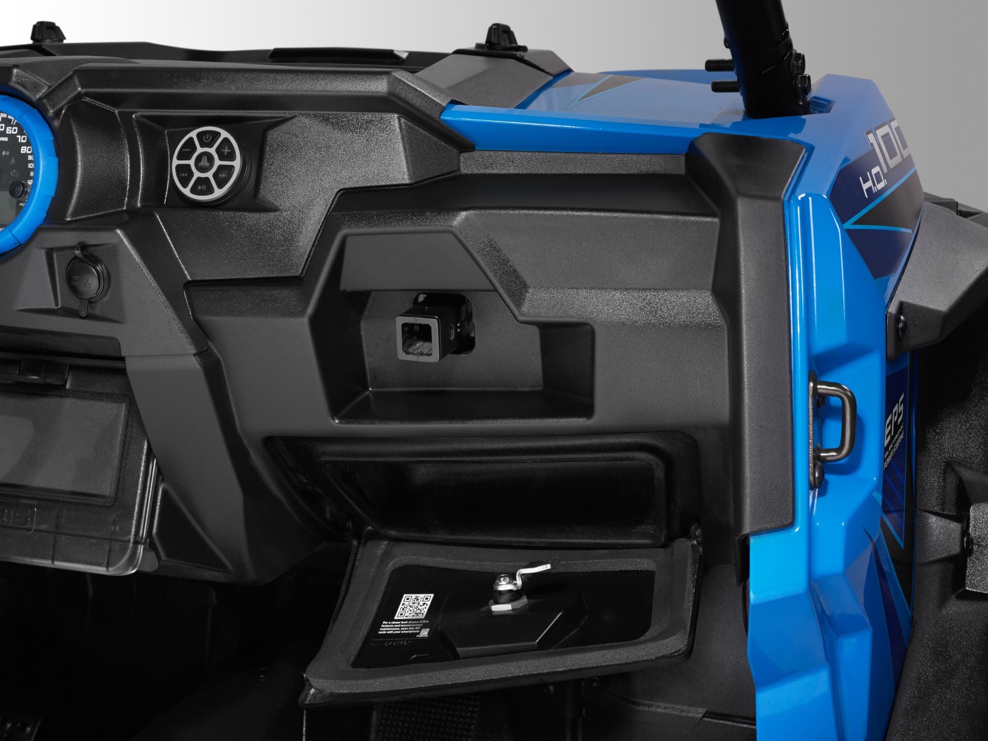 SB-POL-RZG2-10TW3-I Stealthbox Installed in Vehicle - Passenger Glovebox Open