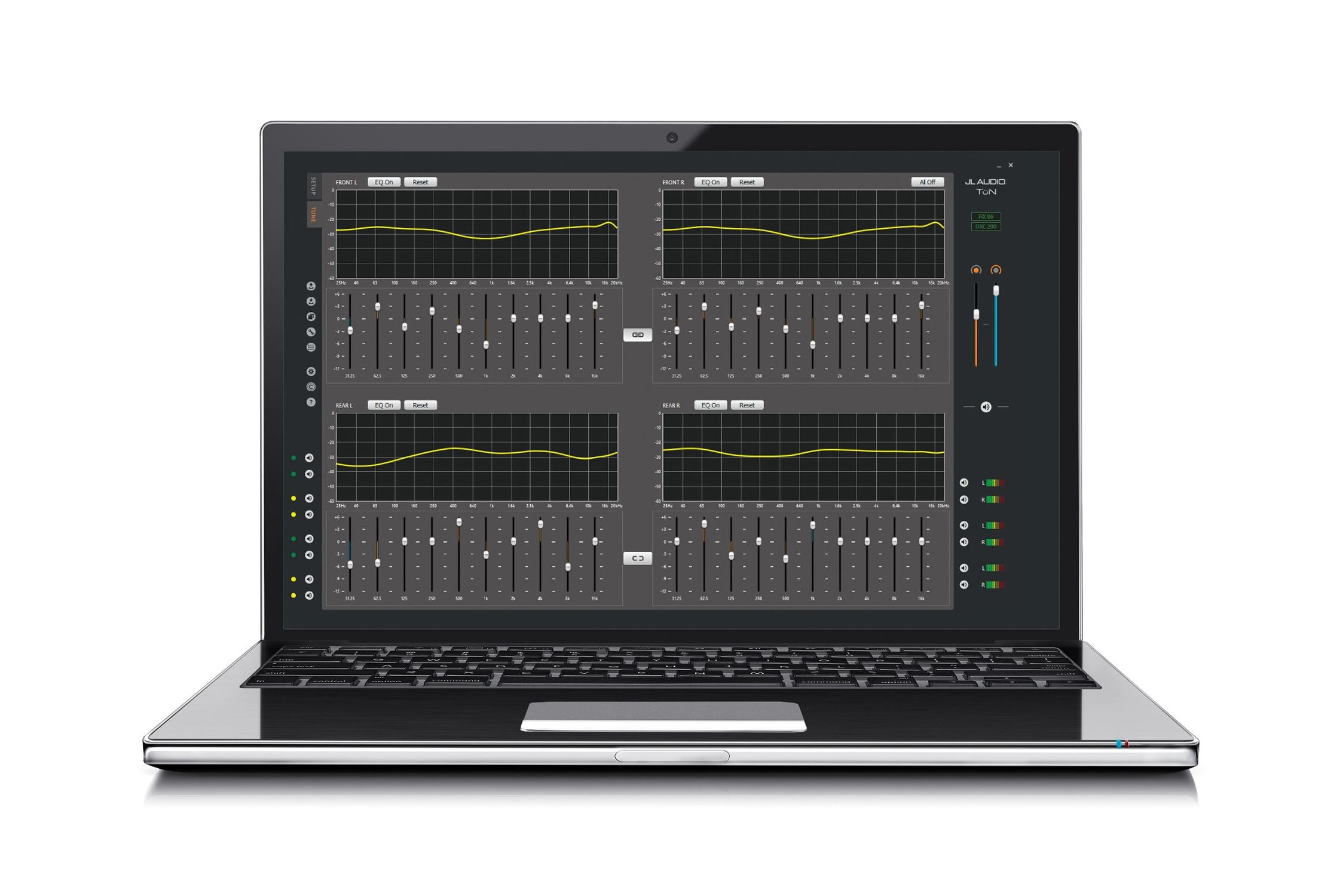 Laptop showing the Tune Window in TüN Software for FiX-86