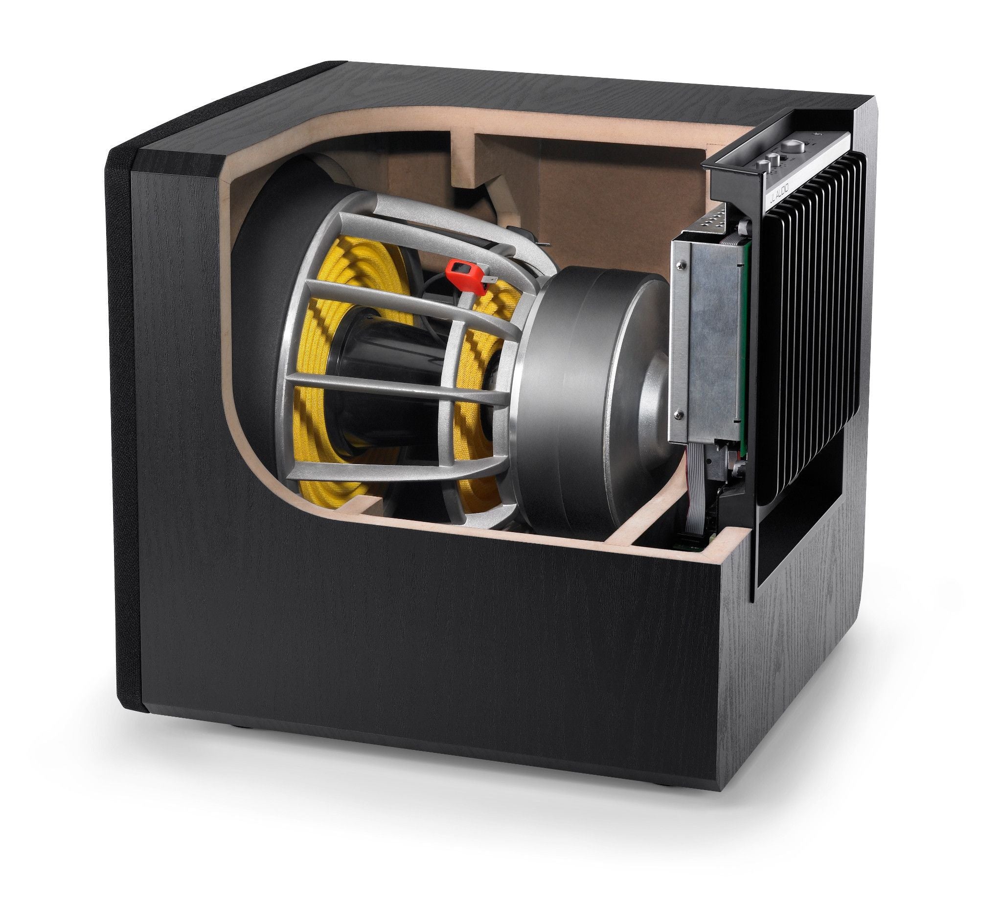 Cutaway of e112 Subwoofer Showing Subwoofer and Internal Bracing